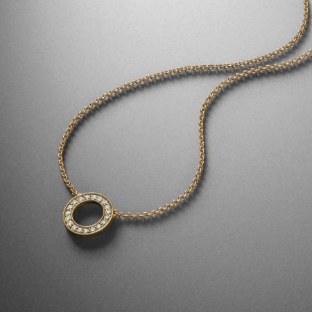 Collier Diamantenring Gelbgold Diamanten - Kettenring Collier - Steinbach Goldschmiede - Schmuckdesign
