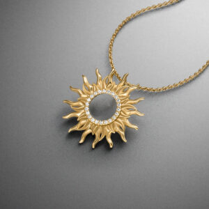 Anhänger Sonne Gelbgold individuell und Diamanten - Steinbach Goldschmiede