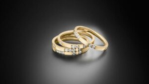 Luminous Love Story Rings - Stapelring Set - Memoire Ringe - Gelbgold Diamanten - STEINBACH Goldschmiede