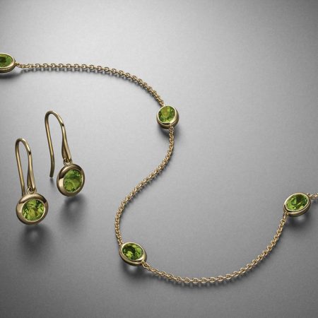 Collier Peridot Ringe - 750 Gelbgold - Topas Edelsteine - Ohrhänger Peridot Gelbgold - Steinbach Goldschmiede