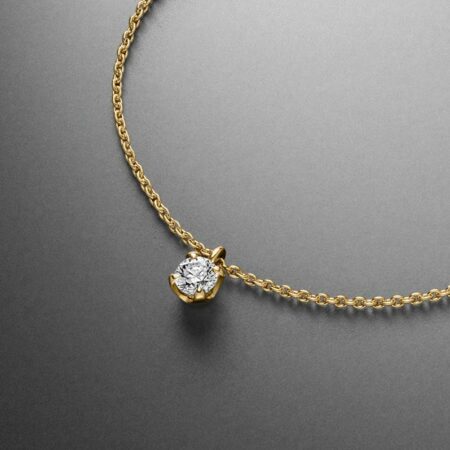 Diamantcollier, Diamantkette, Diamantanhänger, Solitairekette in Gelbgold und Diamant - STEINBACH Goldschmiede