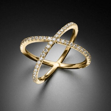 Cross Ring Kreuzring Diamanten Gelbgold STEINBACH Goldschmiede - CRISS CROSS RING