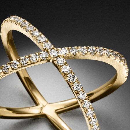 Cross Ring Kreuzring Diamanten Gelbgold STEINBACH Goldschmiede - CRISS CROSS RING