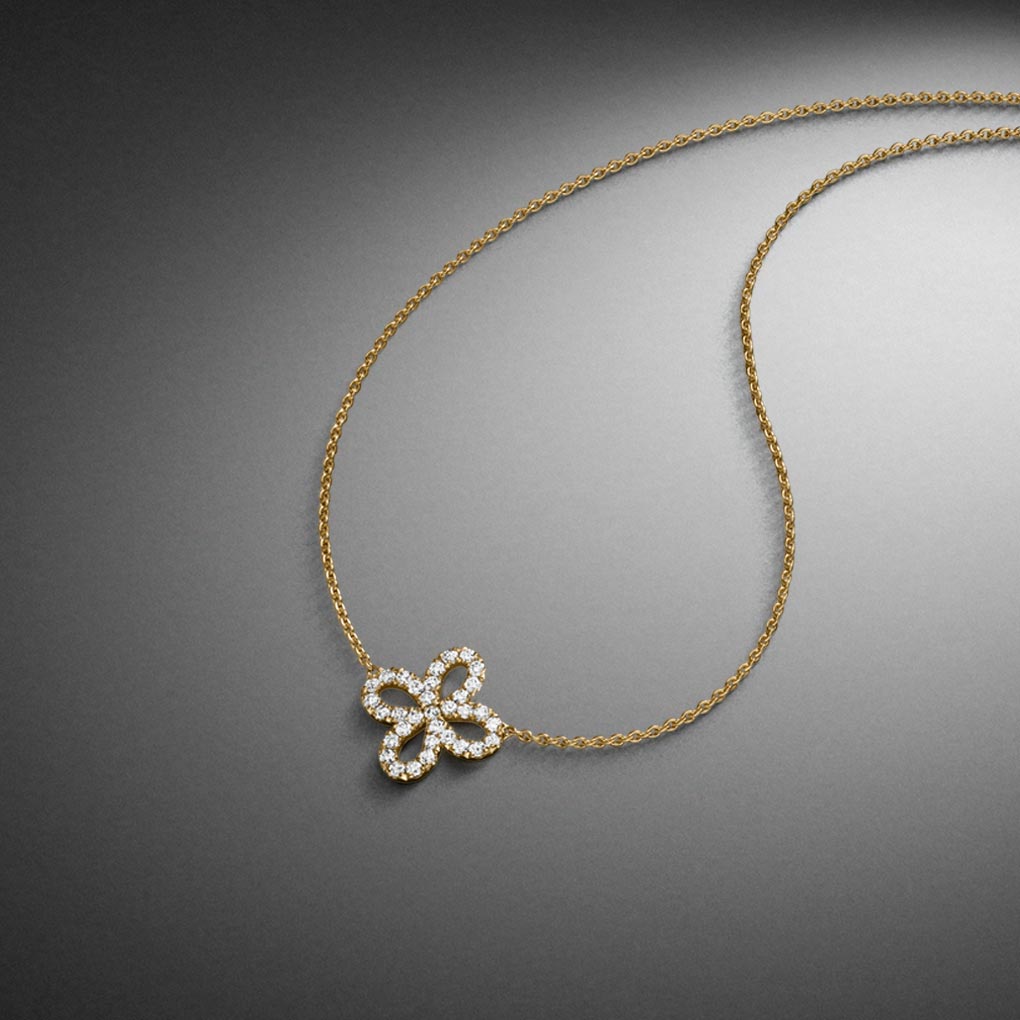 Diamant Clover Collier 0,40ct Gelbgold STEINBACH Goldschmiede