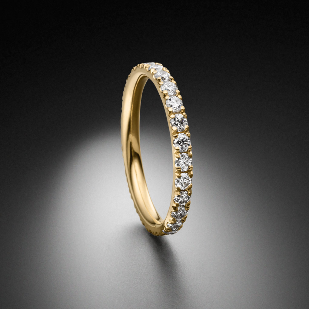 Memoire Ring mit Diamanten 1.15ct prachtvoll - 750 Gelbgold - Beisteckring - STEINBACH Goldschmiede