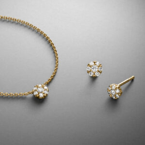 Halo Diamanten Collier und Ohrstecker in 750 Gelgold - STEINBACH Goldschmiede - Zoom