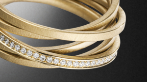 Kettenring Gelbgold 5 Ringe Diamanten Steinbach Goldschmiede