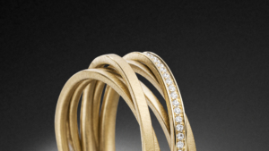 Kettenring Gelbgold 5 Ringe Diamanten Steinbach Goldschmiede