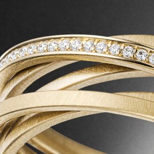 Kettenring Gelbgold 5 Ringe Diamanten Steinbach Goldschmiede