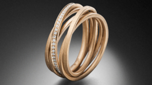 Kettenring Rosegold 5 Ringe Diamanten Steinbach Goldschmiede