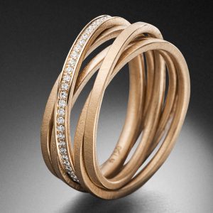 Kettenring Rosegold 5 Ringe Diamanten Steinbach Goldschmiede