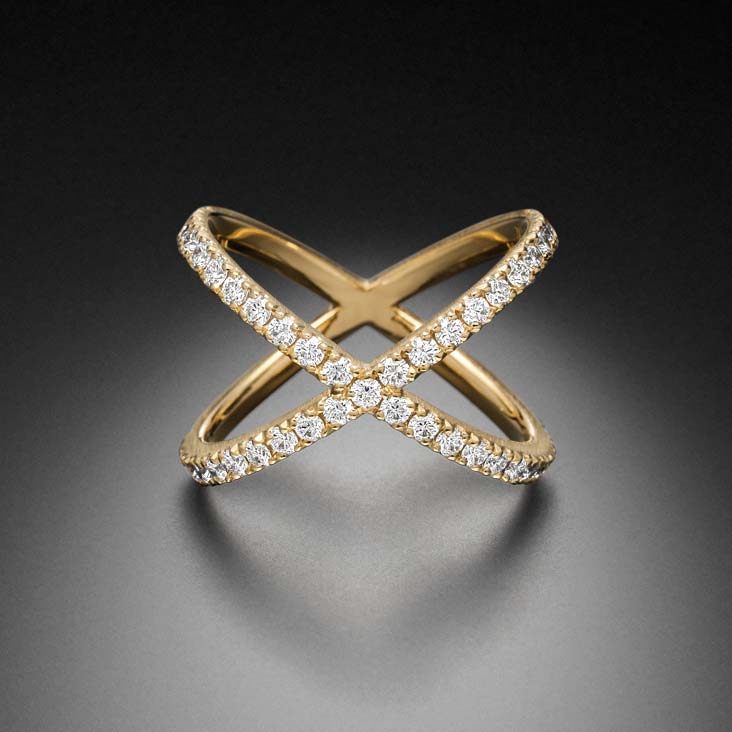 Kreuzring - X Cross Ring - Gelbgold Diamanten STEINBACH Goldschmiede Criss Cross X Ring