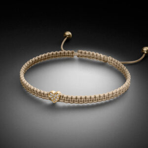 Makramee Armband Gelbgold Diamantherz Verschlusskugeln Sand STEINBACH Goldschmiede
