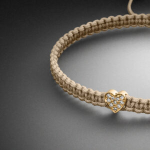 Makramee Armband Gelbgold Diamantherz Verschlusskugeln Sand STEINBACH Goldschmiede