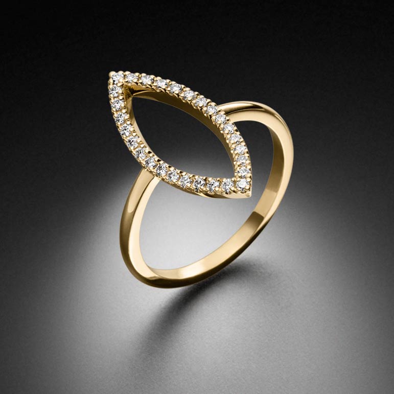 Marquise Ring - Navette Ring - Rings-Diamanten Gelbgold STEINBACH Goldschmiede