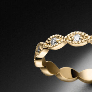 Navette Diamant Ring - filigraner Marquise Look - Diamanten in Millgriff Fassung - Gelbgold STEINBACH Goldschmiede