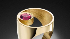 offener ring rosa turmalin edelstein handschmuck ringdesign steinbach goldschmiede