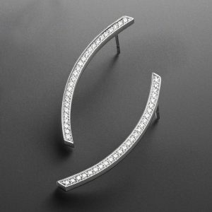 Ohrstecker Welle Weissgold Diamanten Steinbach Goldschmiede