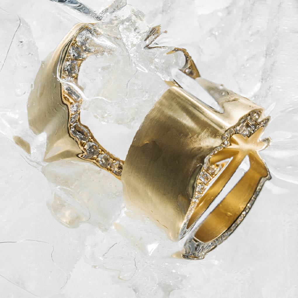 Ring Diamantenseite Gelbgold Diamanten - mood Photographie