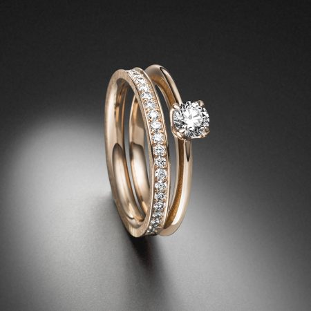 Solitär Roségold Diamant und Beisteckring - Steinbach Goldschmiede