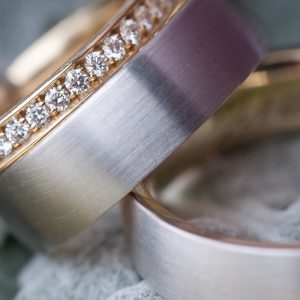 Trauringe Zweifarbig Platin Rosegold Diamantring - Steinbach Goldschmiede