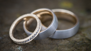 Trauringe Zweifarbig Platin Rosegold Diamantring - Steinbach Goldschmiede
