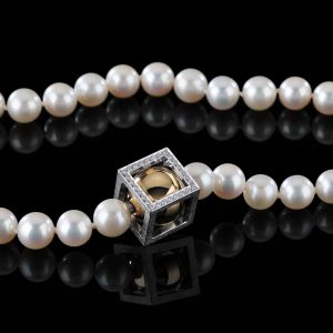 Wechselschliesse Kubus Kugel Diamanten Gelbgold Weissgold Steinbach Goldschmiede