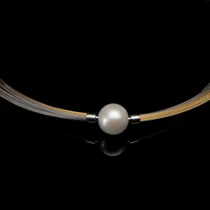 Wechselcollier Die Perle Drahtcollier Edelstahl teils vergoldet Steinbach Goldschmiede